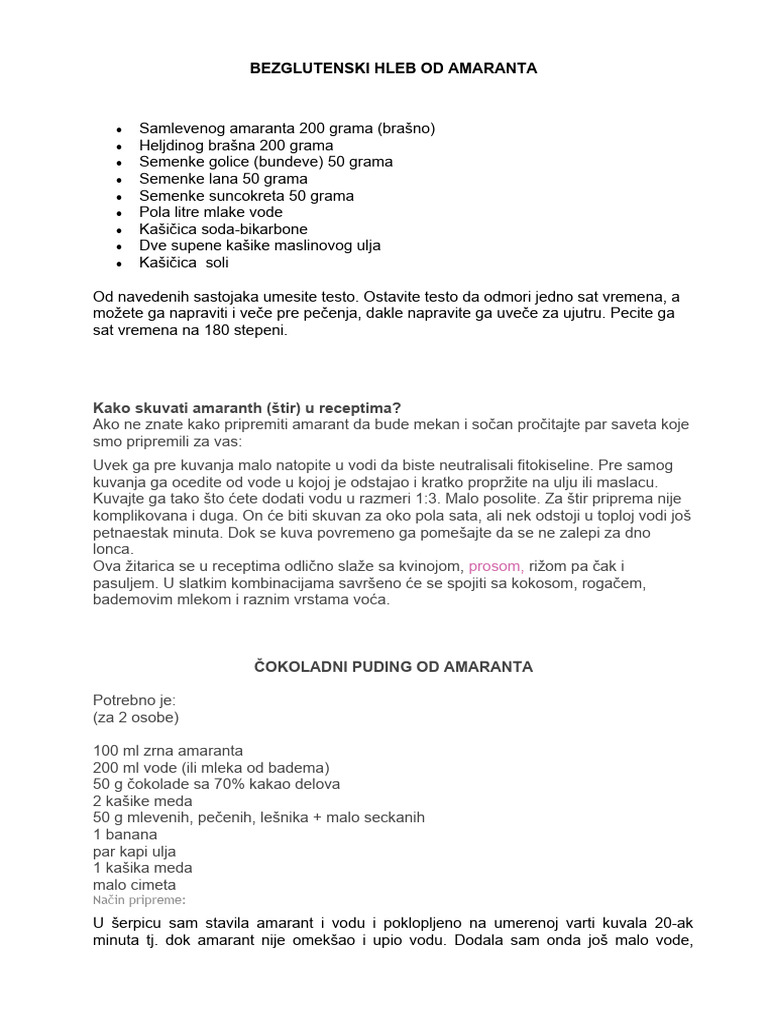 Bezglutenski Hleb Od Amaranta | PDF
