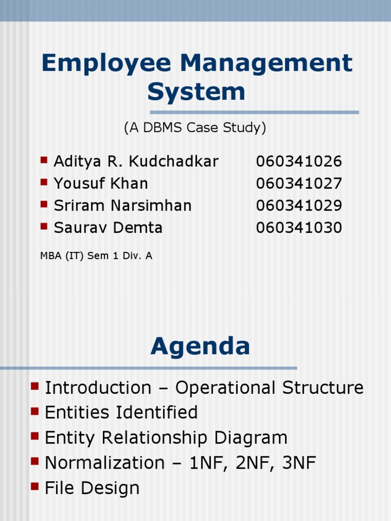 ERD_Employee Management System er diagram dbms ppt 