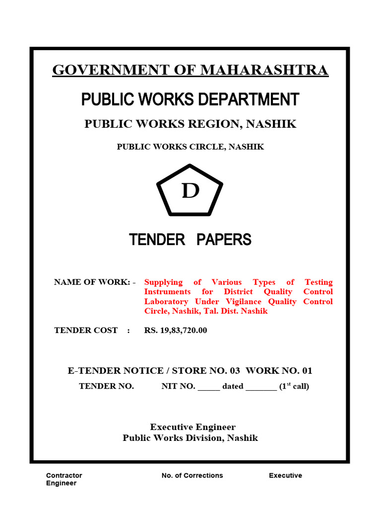 Nashik Quality Control Lab Tender Notice | PDF | Credit Card | Debit Card