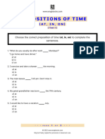 Prepositions of Time at in On Quiz 2