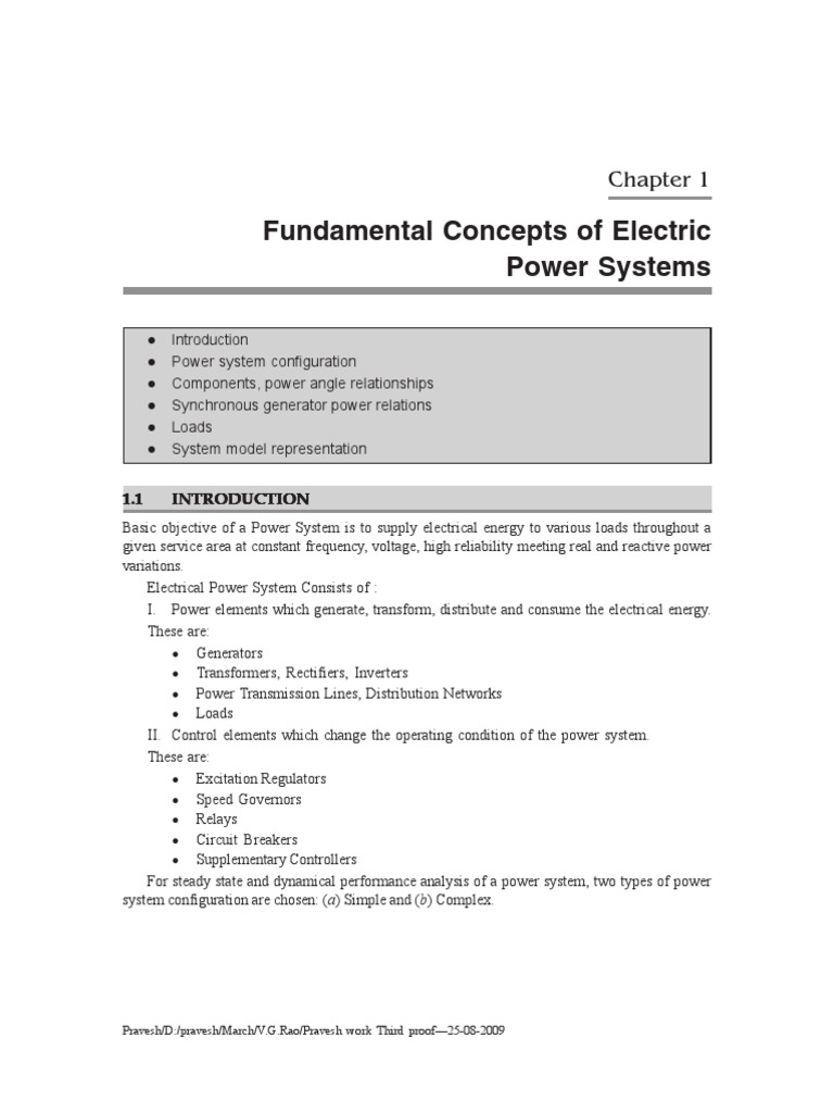 Fundamentals of Electric Power Systems | PDF | Electric Power System ...