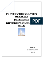 To Study The Quantity of Casein Present in Different Samples of Milk