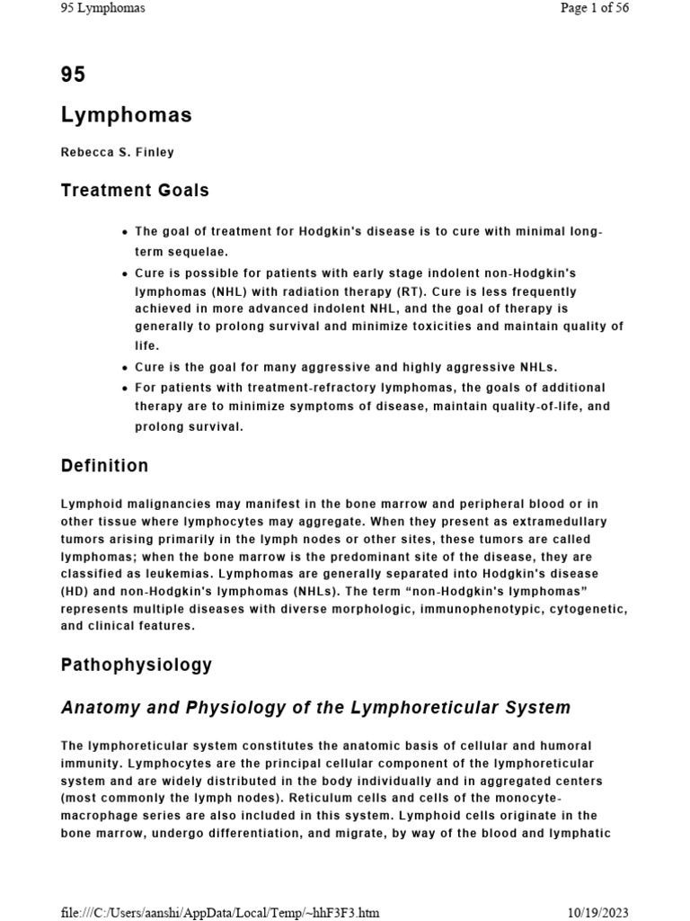 Lymphoma Herfindal PDF Lymphoma Lymphatic System