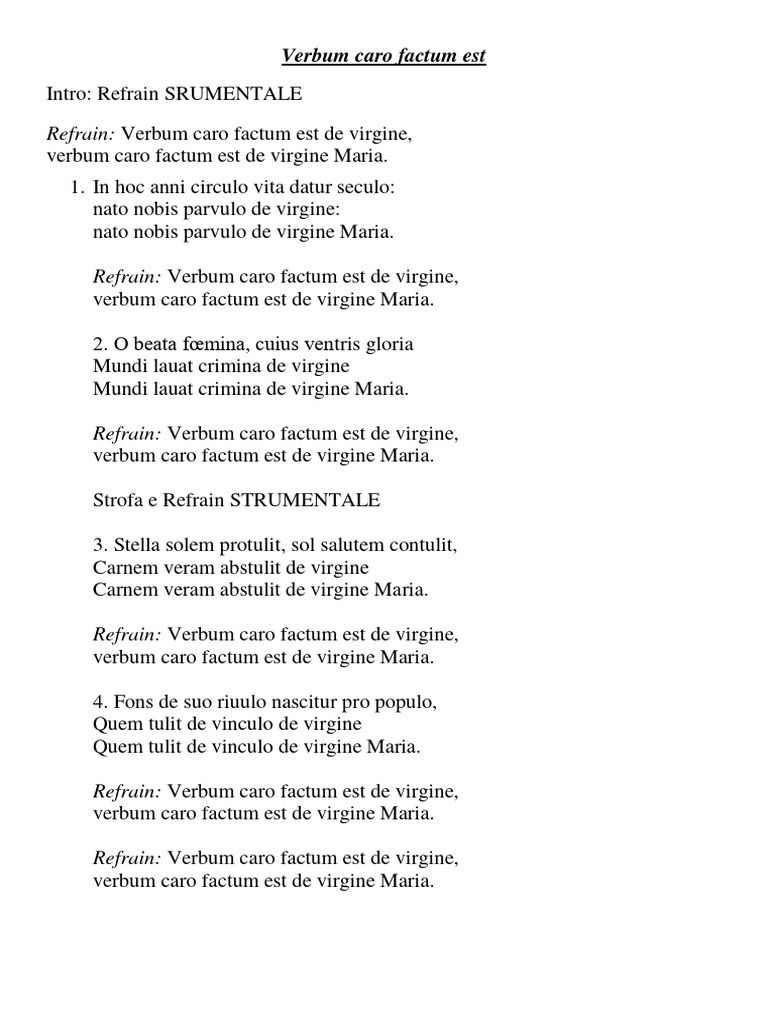 Verbum Caro Factum Est: Signification et Texte | PDF
