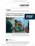 La Jornada - Israel "Roba Tierra Mientras Hablamos" - Rashid Khalidi