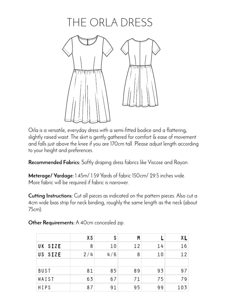 A0 Pattern Instructions | PDF | Seam (Sewing) | Sewing