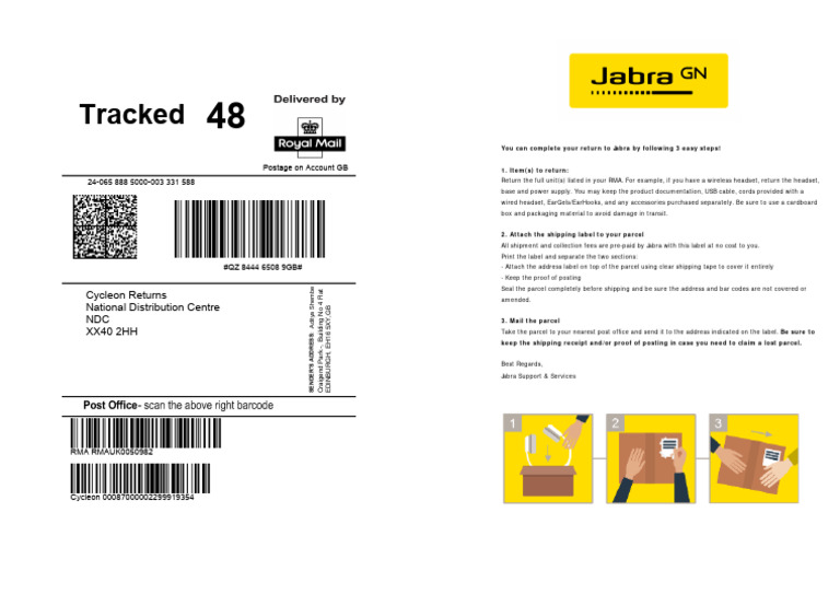 Jabra Return Instructions via Cycleon | PDF | Written Communication