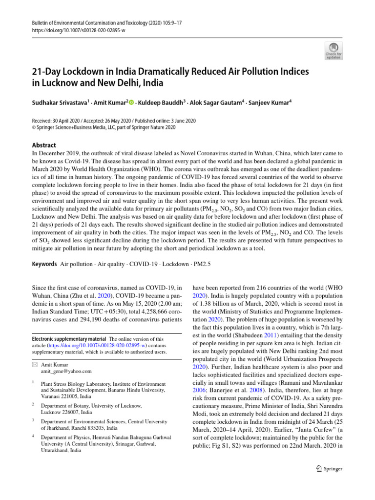 Srivastava2020 Article 21 Daylockdowninindiadramatica Pdf Air