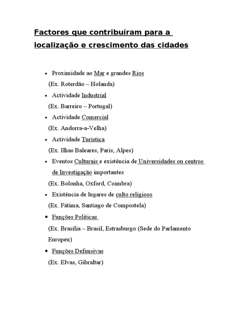 Fatores de Localização e Crescimento Urbano | PDF