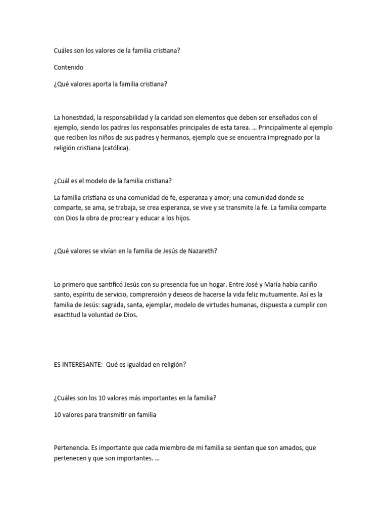 Cuáles Son Los Valores de La Familia Cristiana | PDF | Familia | Jesús