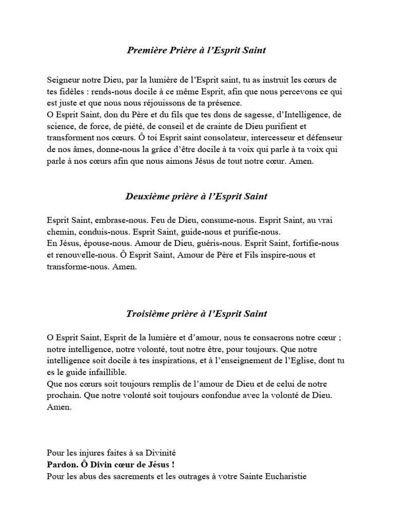 Prières à l'Esprit Saint et Pardon | PDF | Saint-Esprit | Dieu