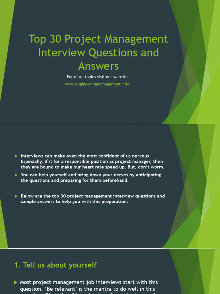 Top 30 Project Management Interview Q&A | PDF | Project Management ...