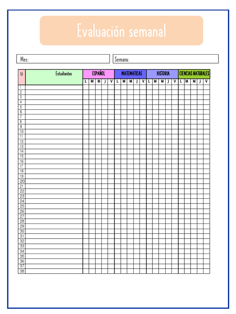 Evaluación Semanal de Estudiantes | PDF | Métodos y materiales de enseñanza