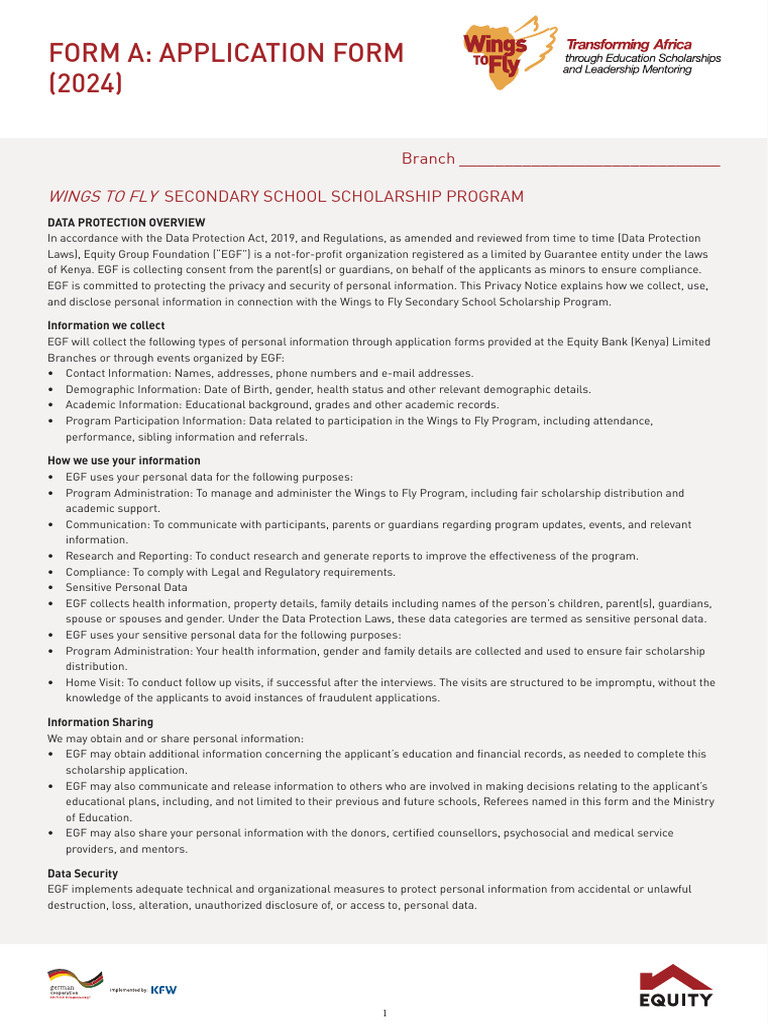 Wings To Fly Application Form 2024 | PDF | Disability | Information Privacy