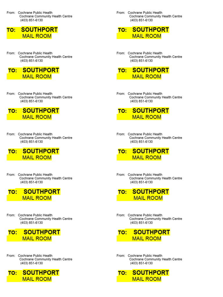 Internal Mail Labels Southport Mail Room | PDF