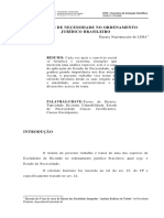 O Estado de Necessidade No Ordenamento Jurídico Brasileiro: RESUMO: C Ada Vez Mai S o Convívio Social