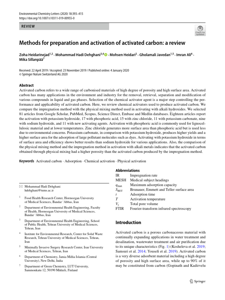 Methods For Preparation and Activation of Activated Carbon A Review ...