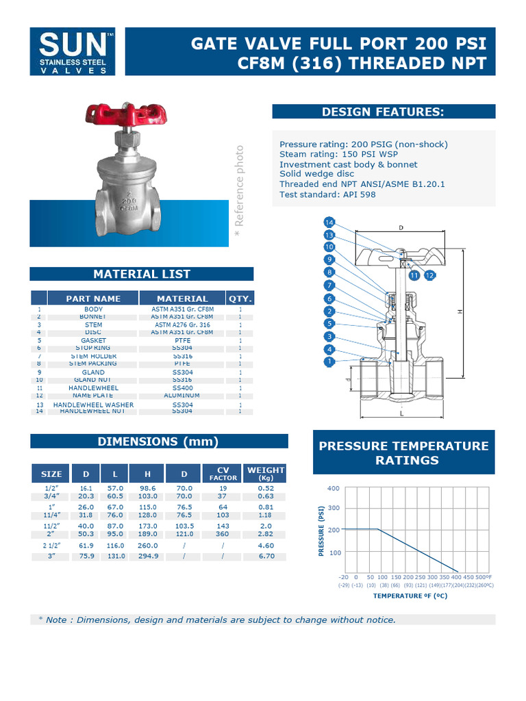 FT Valvula Compuerta Inox NPT | PDF | Valve | Building Materials