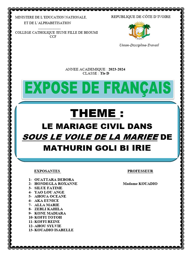 Expose 2 | PDF | Mariage | Afrique