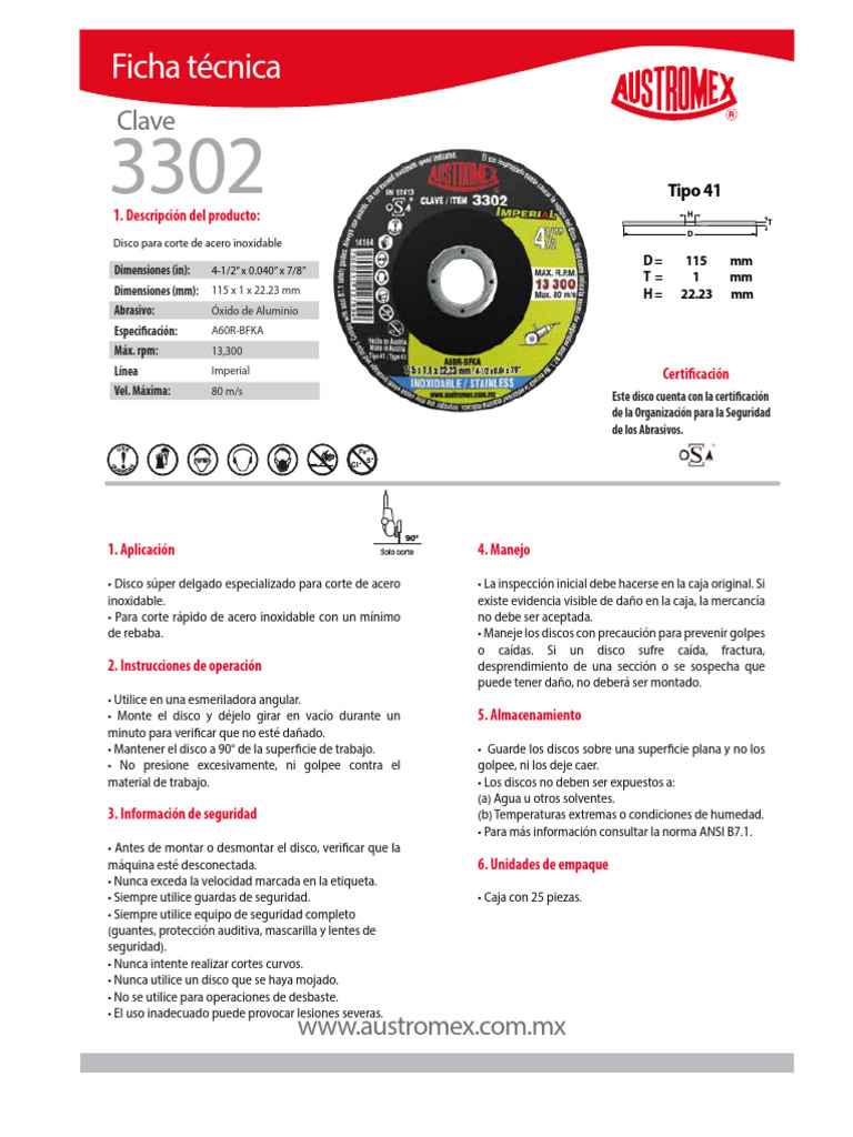 MSD Austromex 3302 | PDF | Acero | Abrasivo