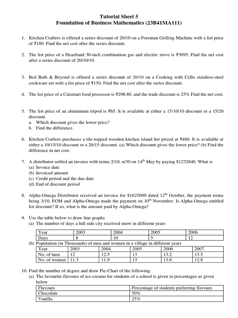 Business Math Discounts and Calculations | PDF | Rupee | List Price