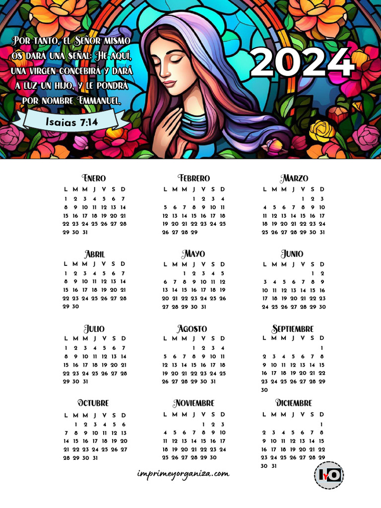 Calendario 2024 Versiculo de La Virgen PDF