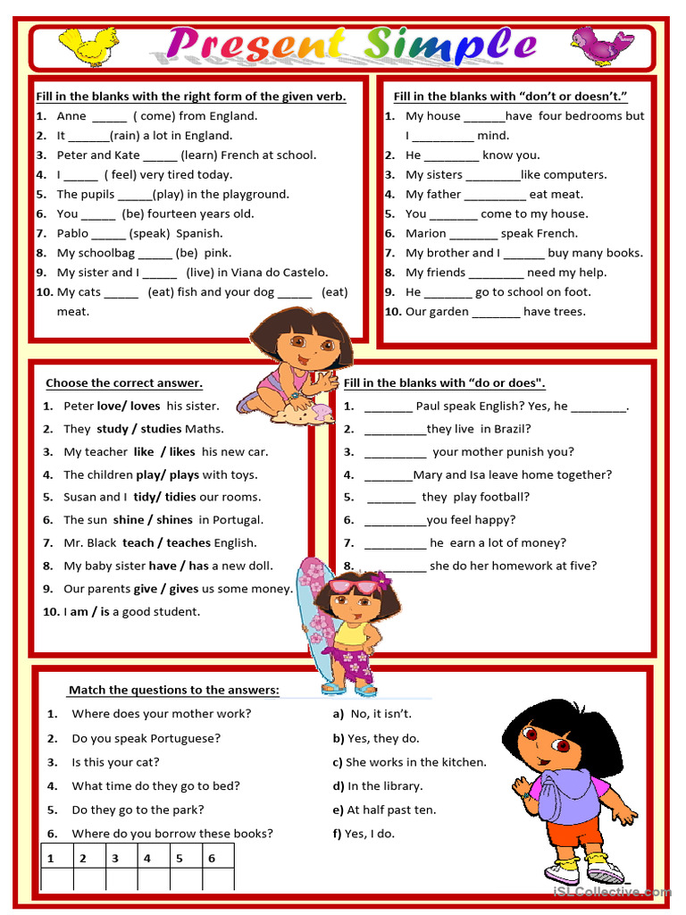Grade 4 Present Simple Test Worksheet | PDF