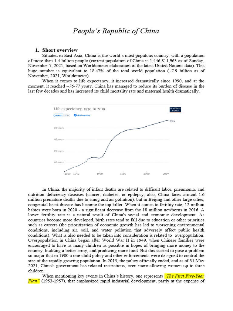 Overview of China's Population and Economy | PDF | China | World Politics