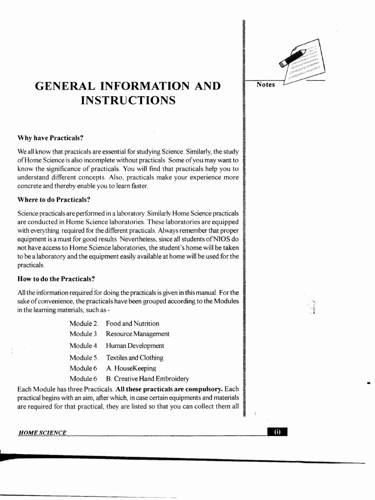 GENERAL INFORMATION AND INSTRUCTIONS of Practicals PDF Foods Cuisine