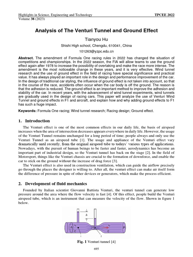 Analysis of The Venturi Tunnel and Ground Effect PDF Buoyancy