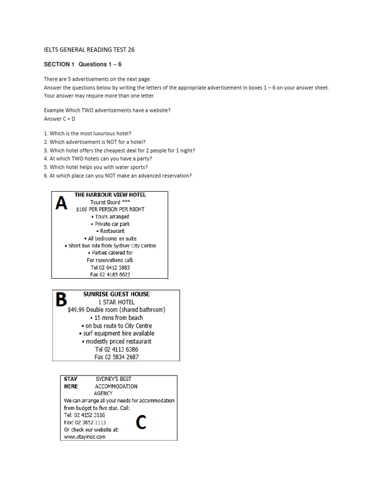 IELTS General Reading Test 26 Answers | PDF | Snake | Squamata