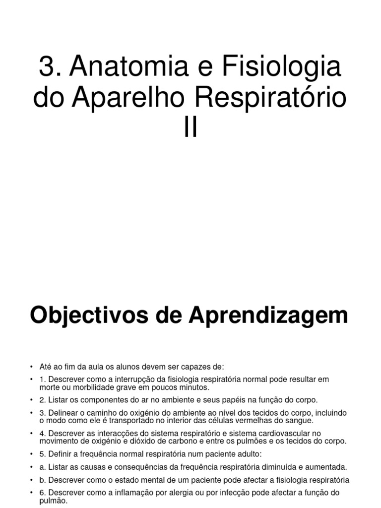 Anatomia E Fisiologia Do Sistema Respiratorio Ii Pdf Respiração