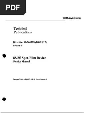 88/85 Spot-Film Device Service Manual | PDF | Electrical Connector