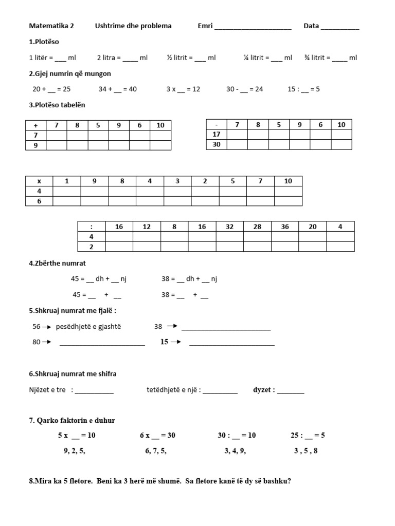 Matematika 2 Ushtrime Dhe Problema Emri Pdf