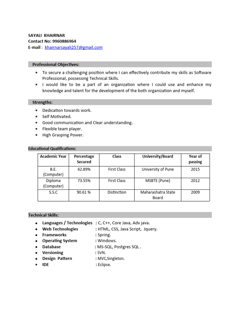 Sayali khairnar resume pdf microsoft sql server application software