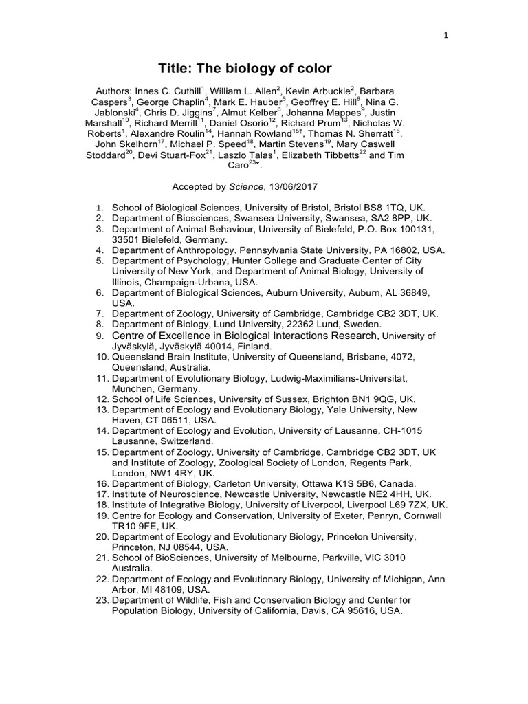 Advances in Animal Coloration Biology | PDF | Color | Perception