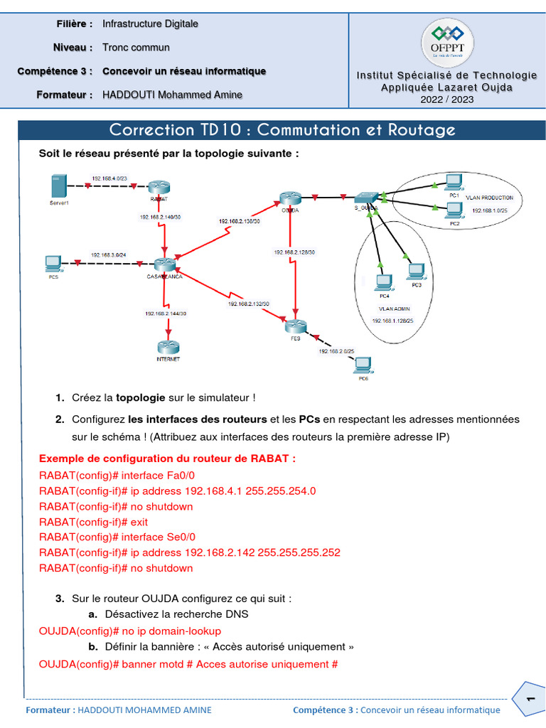 Configuration d'un Réseau Informatique | PDF | Adresse IP | Routage