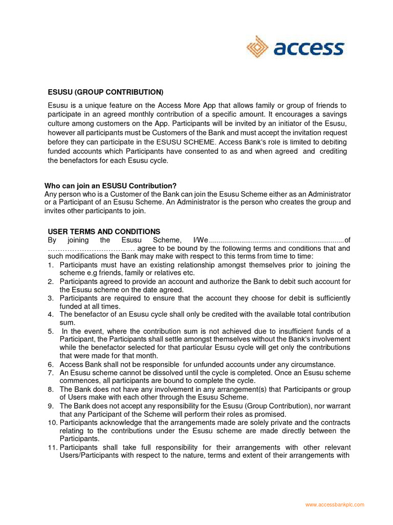 Access Bank Esusu Contribution Guide | PDF | Banks | Debit Card