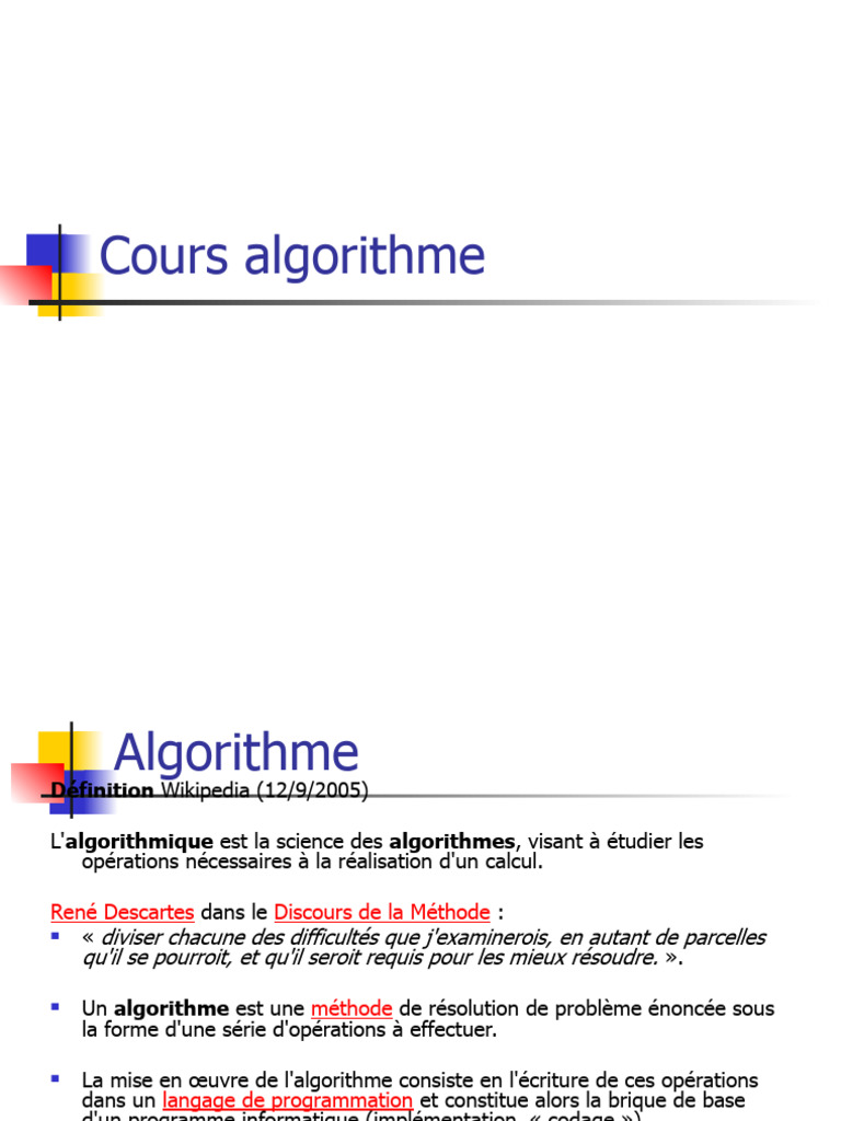 Cours Algorithme | PDF | Programmation informatique | Booléen