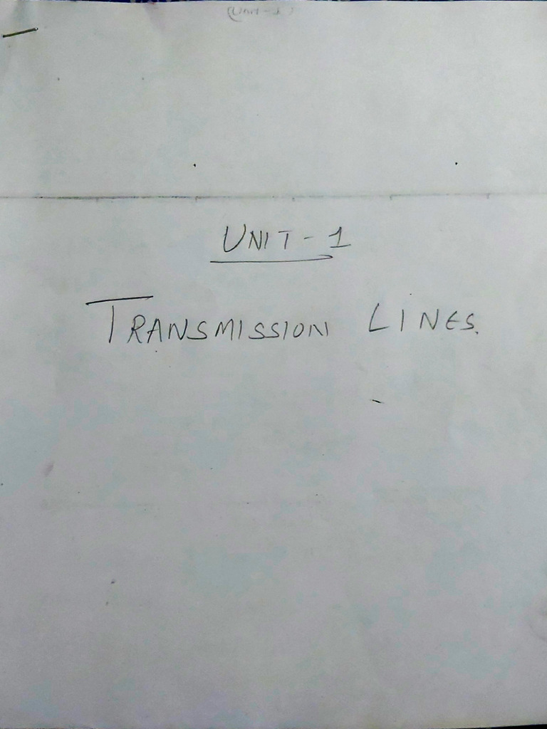UNIT 1 - Transmission Lines ' | PDF
