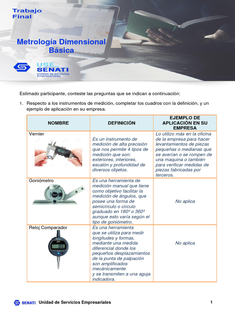 Metrología Dimensional: Instrumentos y Tolerancias | PDF | Herramientas ...