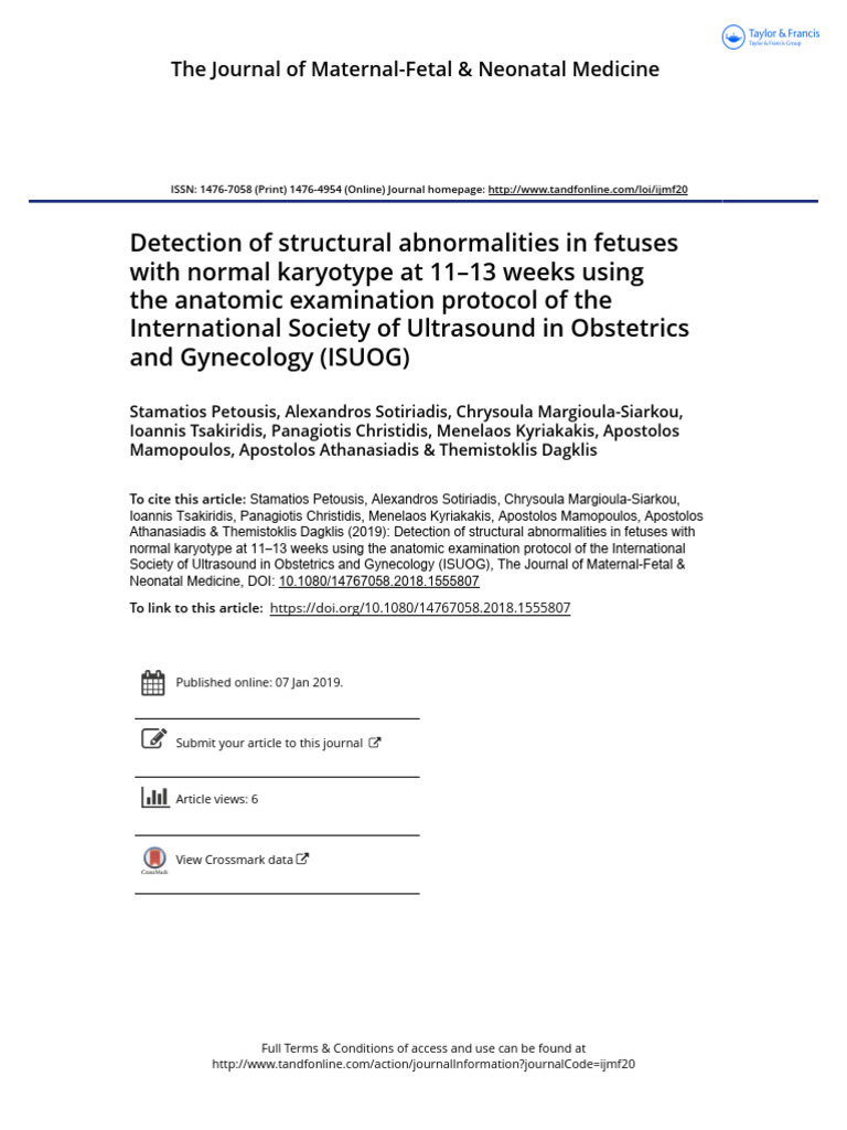 The Journal of Maternal Fetal Neonatal Medicine: To Cite This Article