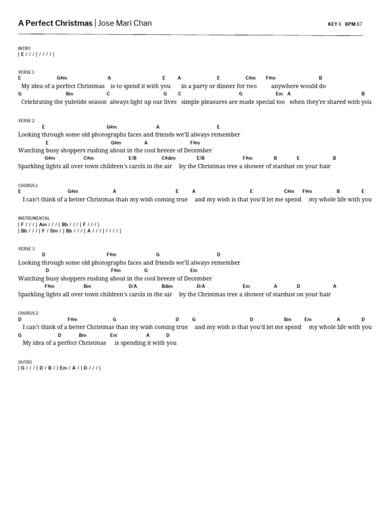 A Perfect Christmas Chord Chart (X) | PDF | Song Structure | Musical ...