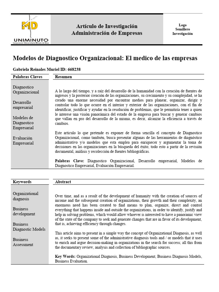 Modelos de Diagnóstico Organizacional | PDF | Business | Psicología ...