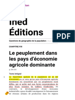Questions de Géographie de La Population - Le Peuplement Dans Les Pays D'économie Agricole Dominante - Ined Éditions