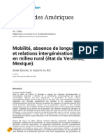 Mobilité, Absence de Longue Durée Et Relations Intergénérationnelles en Milieu Rural (État Du Veracruz, Mexique)