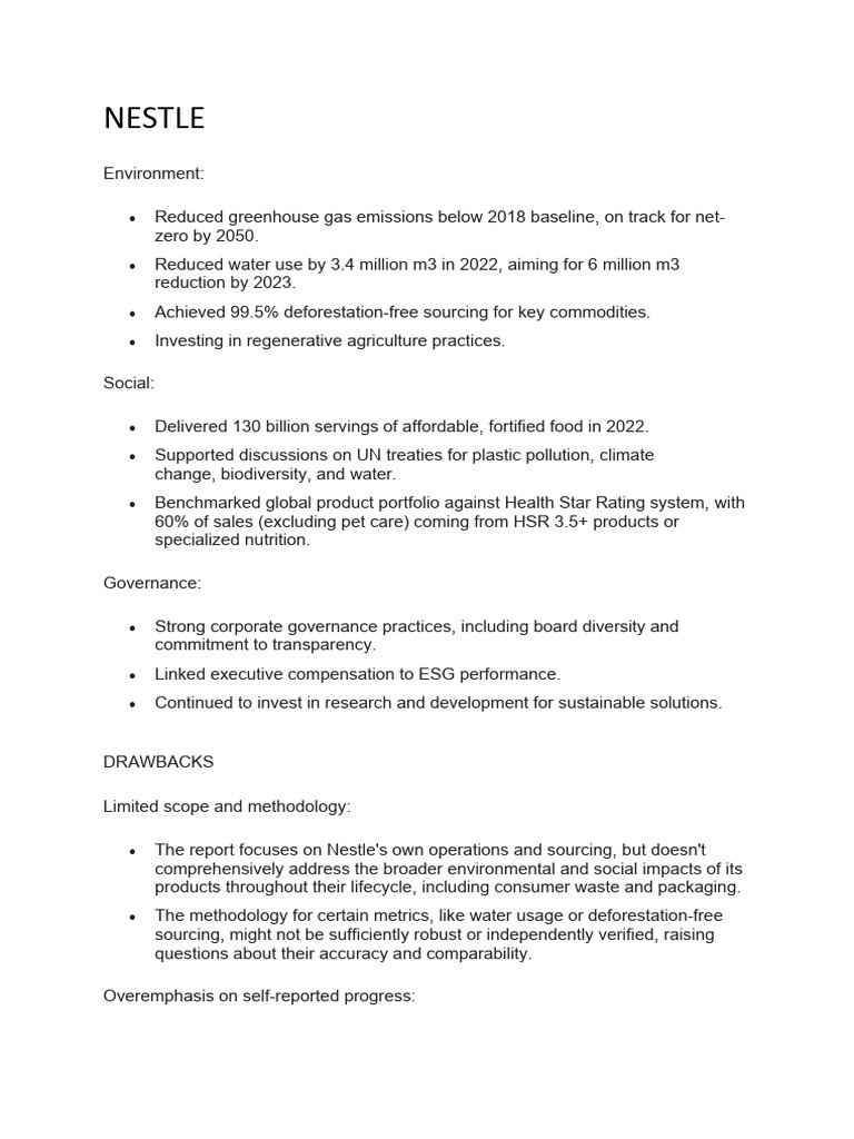 NESTLE | PDF | Sustainability | Nestlé