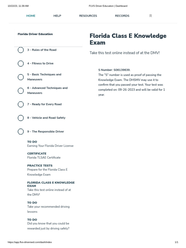 FLVS Driver Education Dashboard PDF