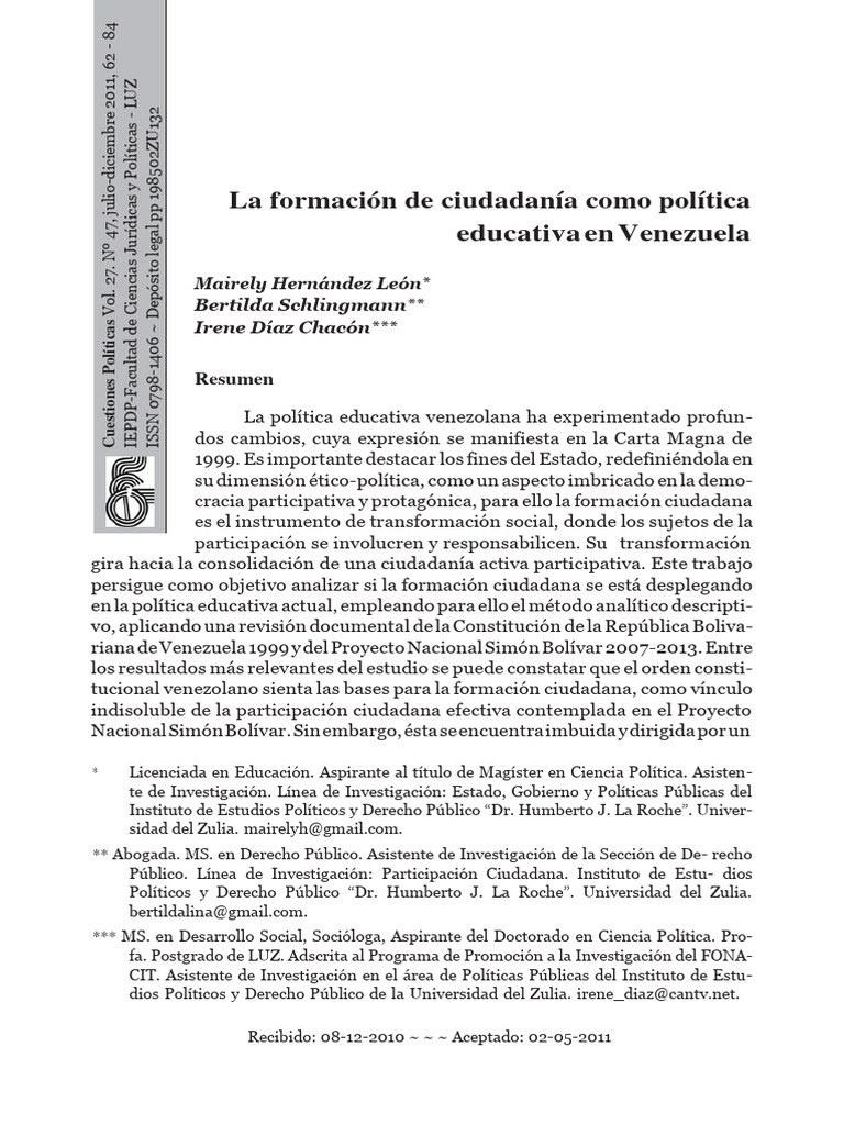 Formación Ciudadana en Venezuela | PDF | Democracia | Ideologías políticas