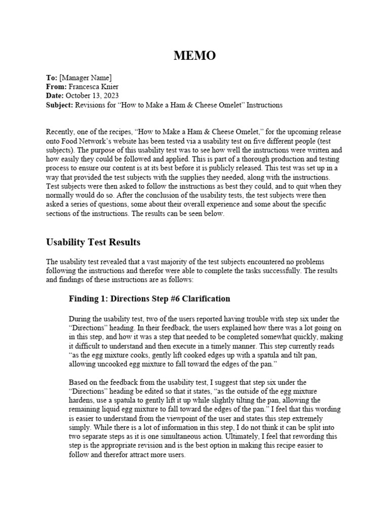 Memo Final For Portfolio Download Free PDF Usability Communication